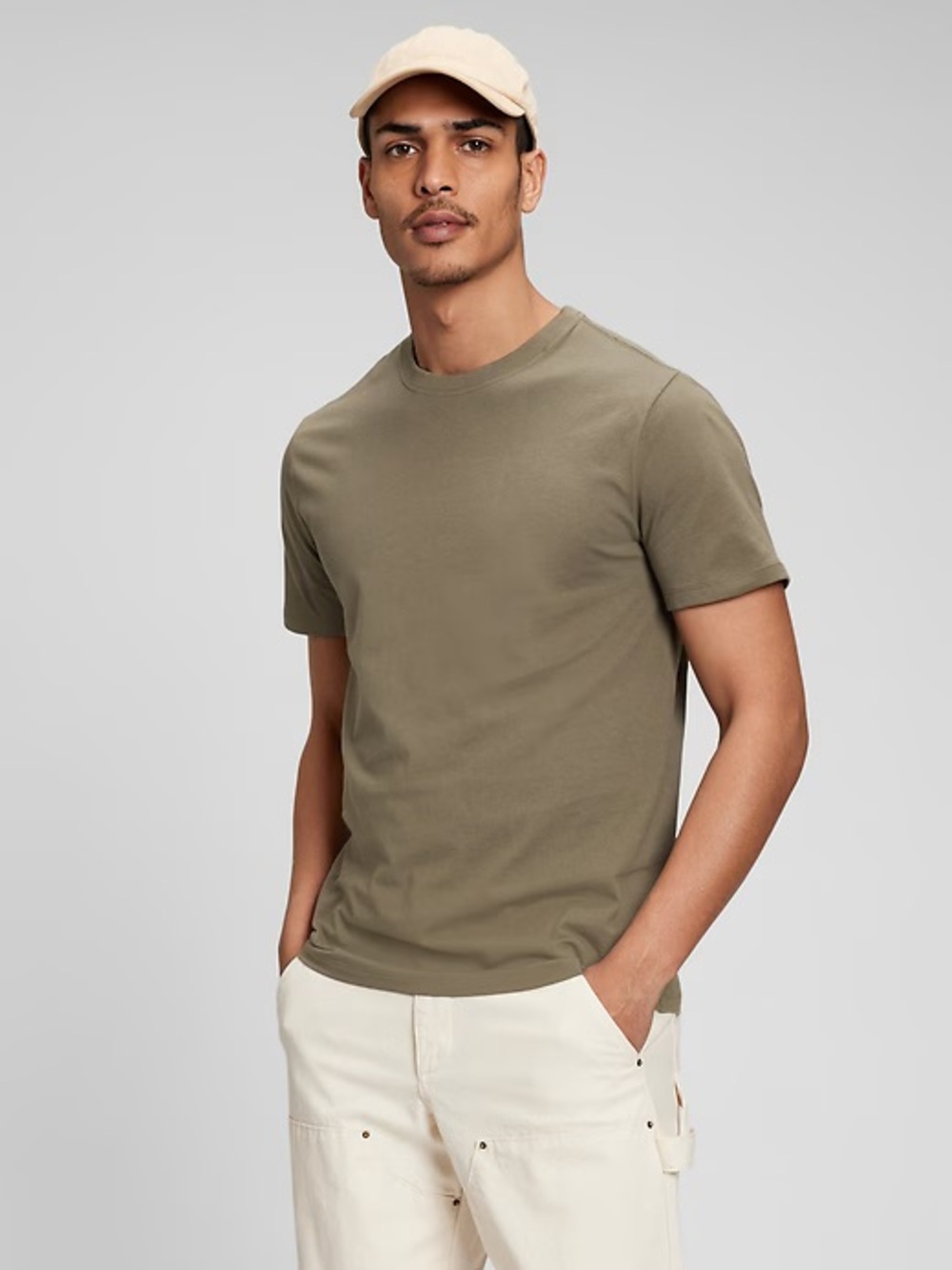 GAP Men's Olive Green Crew Neck Short-Sleeve Tee